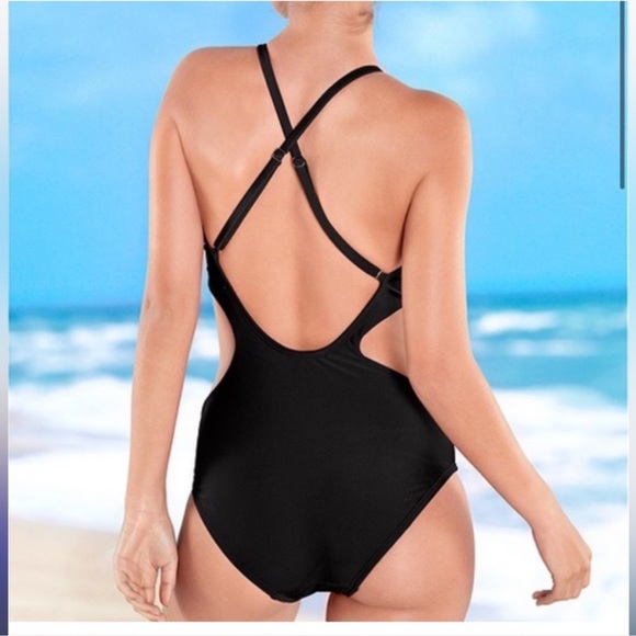 Black and Shimmery Silver Twisted Monokini, NWOT, Size 8 - Picture 3 of 3